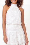White Floral A Line Short Appliqued Graduation Dress
