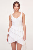 White A Line Ruffled Short Graduation Dress