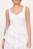 White A Line Ruffled Short Graduation Dress