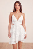 A Line Ruffled White Short Graduation Dress