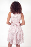Sparkly White Pink V Neck Floral A Line Short Graduation Dress