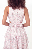 Sparkly White Pink V Neck Floral A Line Short Graduation Dress