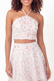 White Pink Floral A Line Short Graduation Dress
