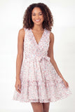 White Pink Floral Tiered A Line Short Graduation Dress