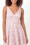 Backless Pink Floral Short Graduation Dress