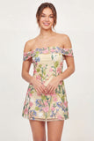 Yellow Floral A Line Short Graduation Dress