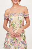 Yellow Floral A Line Short Graduation Dress