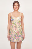 Backless Yellow Floral Short Graduation Dress