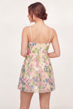 Backless Yellow Floral Short Graduation Dress