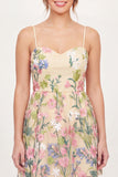 Backless Yellow Floral Short Graduation Dress