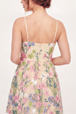 Backless Yellow Floral Short Graduation Dress