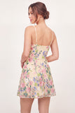 A Line Floral Yellow Short Graduation Dress