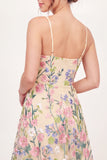 A Line Floral Yellow Short Graduation Dress