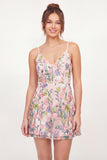 A Line Pink Floral Sleeveless Short Graduation Dress
