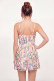 A Line Pink Floral Sleeveless Short Graduation Dress