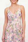 A Line Pink Floral Sleeveless Short Graduation Dress
