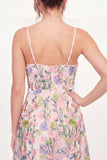 A Line Pink Floral Sleeveless Short Graduation Dress