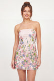 Bodycon Pink Floral Strapless Short Graduation Dress