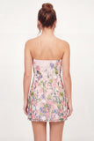 Bodycon Pink Floral Strapless Short Graduation Dress