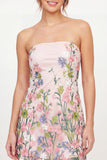 Bodycon Pink Floral Strapless Short Graduation Dress