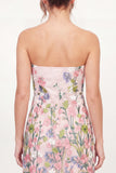 Bodycon Pink Floral Strapless Short Graduation Dress