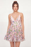 Spaghetti Straps Floral A Line Short Graduation Dress