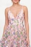 Spaghetti Straps Floral A Line Short Graduation Dress