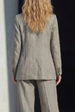 Grey 2 Piece Peak Lapel Single Breasted Work Suits with Pockets