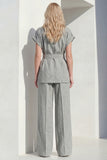 Grey 2 Piece Short Sleeves Work Suits with Belt