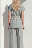 Grey 2 Piece Short Sleeves Work Suits with Belt