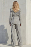 Peak Lapel Grey 2 Piece Long Sleeves Work Suits with Belt