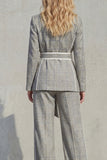 Peak Lapel Grey 2 Piece Long Sleeves Work Suits with Belt
