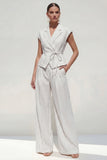White Peak Lapel 2 Piece Work Suits