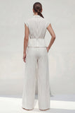 White Peak Lapel 2 Piece Work Suits
