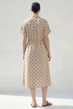 Khaki Polka Dots Midi A Line Blazer dress
