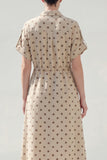 Khaki Polka Dots Midi A Line Blazer dress