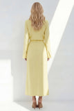 Blue Sheath Long Sleeves Peak Lapel Long Blazer dress