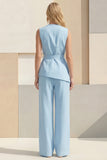 Pink V Neck Sleeveless 2 Piece Work Suits