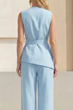 Pink V Neck Sleeveless 2 Piece Work Suits