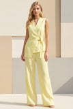 Pink V Neck Sleeveless 2 Piece Work Suits