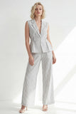 White Peak Lapel Sleeveless 2 Piece Work Suits