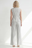 White Peak Lapel Sleeveless 2 Piece Work Suits