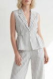 White Peak Lapel Sleeveless 2 Piece Work Suits