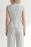 White Peak Lapel Sleeveless 2 Piece Work Suits