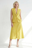 Butter Yellow Breasted Sleeveless 2 Piece Blazer Dress