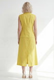 Butter Yellow Breasted Sleeveless 2 Piece Blazer Dress