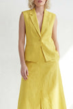 Butter Yellow Breasted Sleeveless 2 Piece Blazer Dress