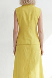 Butter Yellow Breasted Sleeveless 2 Piece Blazer Dress