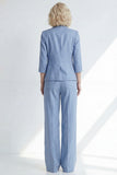 Dusty Blue Long Sleeves Single Breasted 2 Piece Work Suits