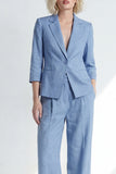 Dusty Blue Long Sleeves Single Breasted 2 Piece Work Suits